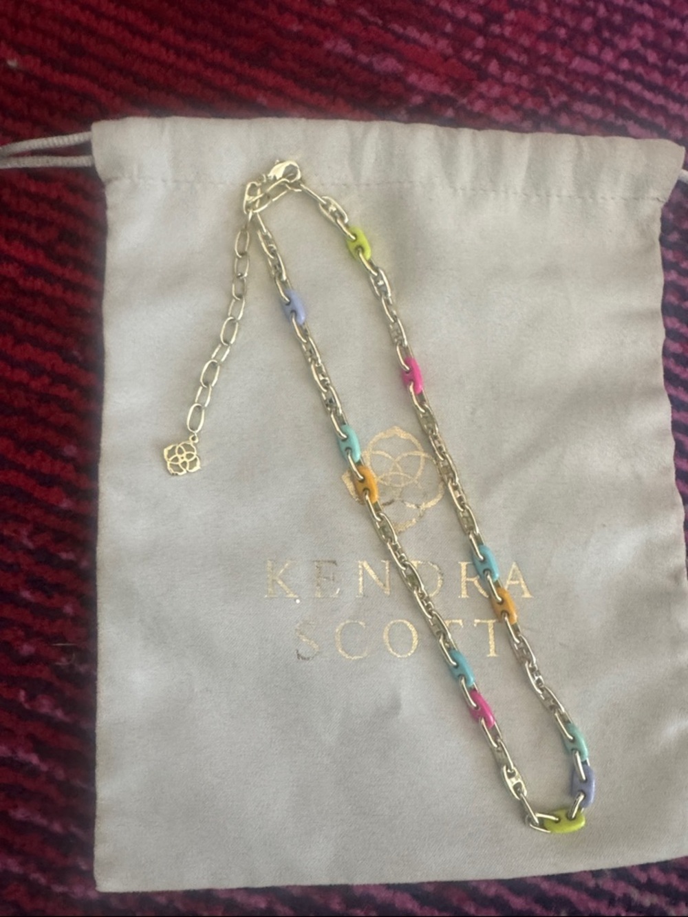 Kendra Scott Gold Chain Necklace with Multicolor Enamel Links - Picture 3 of 5